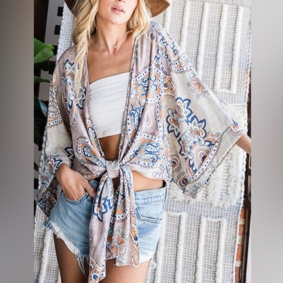 BUCKETLIST Tops - New BUCKETLIST Dolman Kimono Sleeve Knot Tie-Front Blouse top M